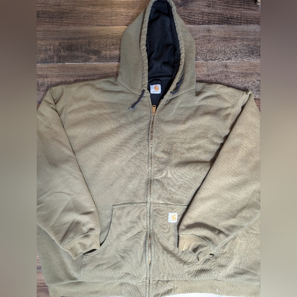 Carhartt Thermal Lined Waffle Knit Zip Up Hoodie Size 3XL Sun Bleached Green - Picture 1 of 12